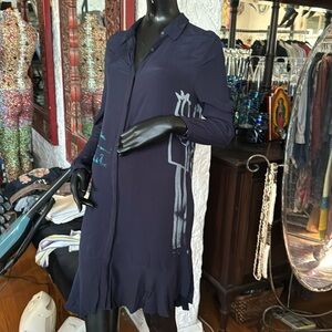 Navy jersey shirt dress with French dress